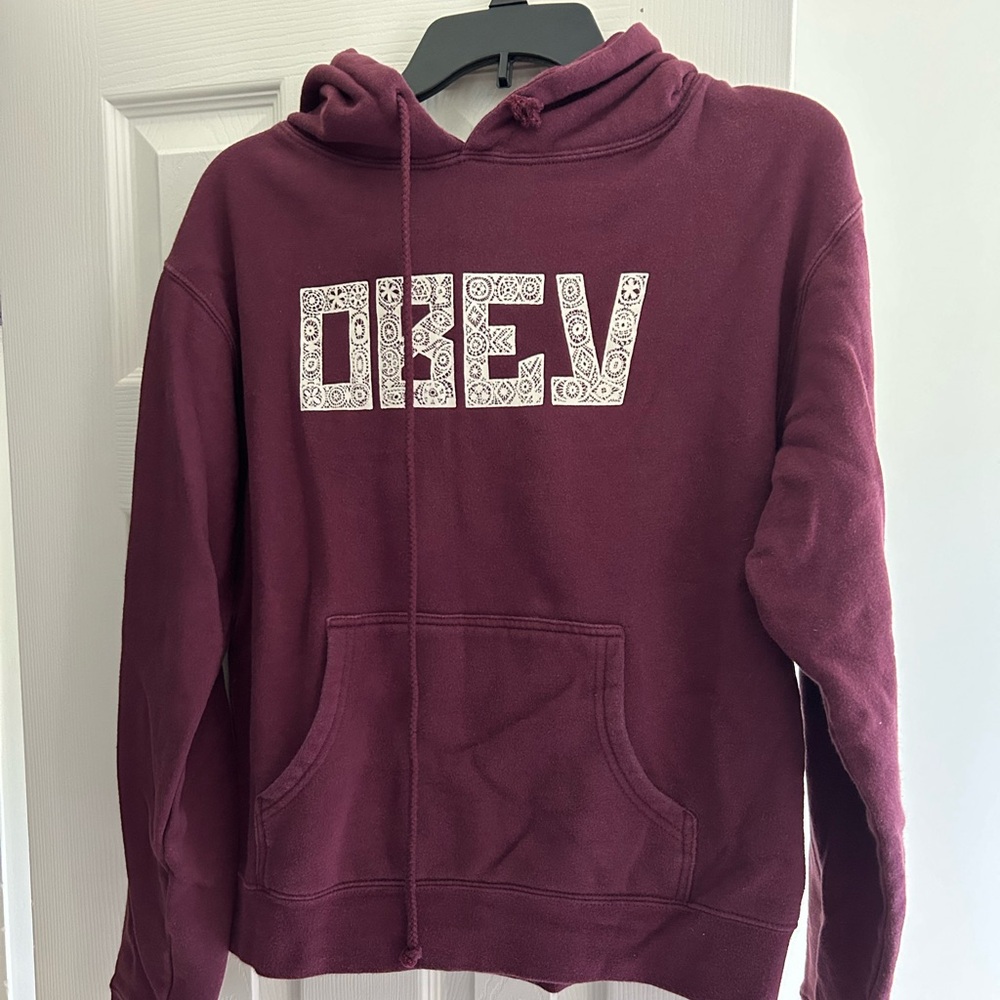 Maroon Obey pullover hoodie, women’s, XL